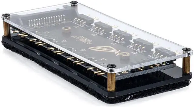 Alt view image 2 of 6 - 10 Way 5V RGB LED Splitter Hub with PMMA Case and Magnetic Standoff for ASUS/MSI 5V 3Pin LED Controller with PMMA Case and Magnetic Standoff for ASUS/MSI 5V 3Pin LED Controller