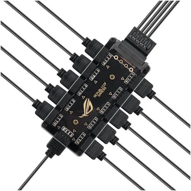 Main image of 10 Way 5V RGB LED Splitter Hub with PMMA Case and Magnetic Standoff for ASUS/MSI 5V 3Pin LED Controller with PMMA Case and Magnetic Standoff for ASUS/MSI 5V 3Pin LED Controller