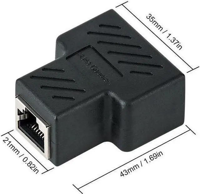 Main image of 1X2 RJ45 Splitter Adapter, RJ45 Female 1 to 2 port Female Ethernet Coupler, 8P8C LAN Network Extender Connector for Cat5, Cat5e, Cat6, Cat7
