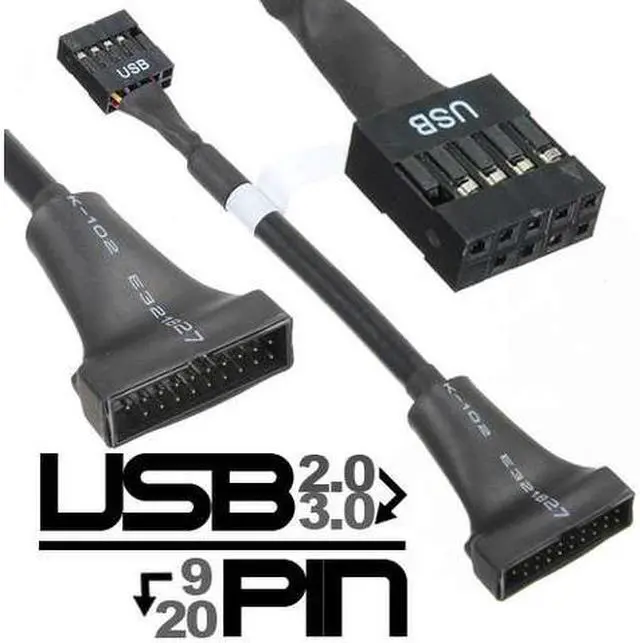 Main image of New USB 2.0 9 Pin Motherboard Female to USB 3.0 20 Pin Housing Male Cable adapter