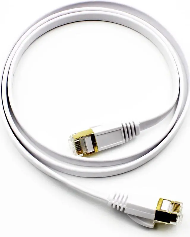 Main image of 3.3FT/6.6FT/10FT/15FT/33FT/49.2FT  CAT7 10 Gigabit 600Mhz Flat Ethernet Shielded (SSTP) Cable Modem Router RG45 LAN Network Cord