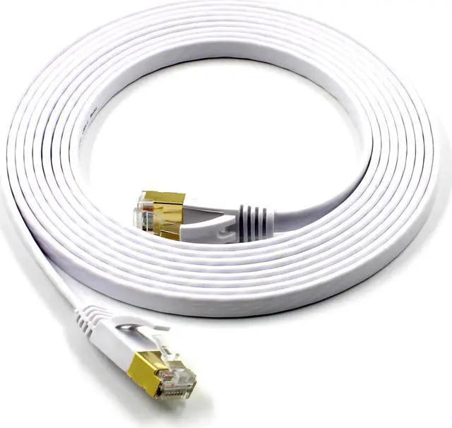 Main image of 3.3FT/6.6FT/10FT/15FT/33FT/49.2FT  CAT7 10 Gigabit 600Mhz Flat Ethernet Shielded (SSTP) Cable Modem Router RG45 LAN Network Cord