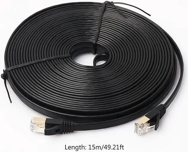 Main image of 3.3FT/6.6FT/10FT/15FT/33FT/49.2FT  CAT7 10 Gigabit 600Mhz Flat Ethernet Shielded (SSTP) Cable Modem Router RG45 LAN Network Cord