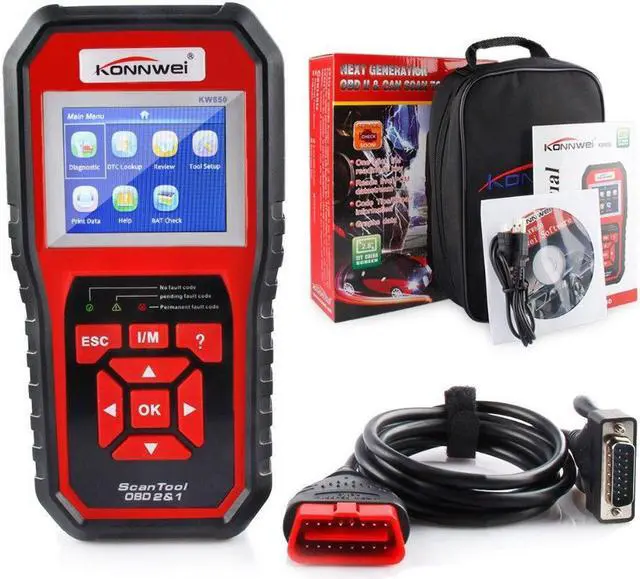 Main image of KW850 OBD2 Scanner, KW850 Code Reader Car Diagnostic Tool Universal Auto Check Engine Light for all OBD II Cars Since 1996 Upgraded Version Black/Red (Only Detect 12V Gasoline Car)