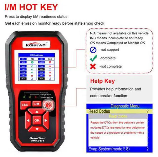 Alt view image 6 of 6 - KW850 OBD2 Scanner, KW850 Code Reader Car Diagnostic Tool Universal Auto Check Engine Light for all OBD II Cars Since 1996 Upgraded Version Black/Red (Only Detect 12V Gasoline Car)