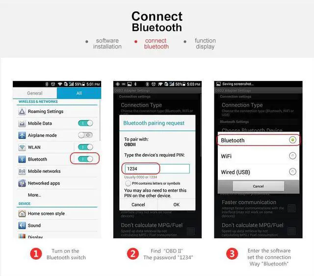 Alt view image 4 of 5 - KW903 ELM327 V1.5 Car Bluetooth3.0 Scanner Code Reader Auto OBD2 OBDII Diagnostic Tool for Android