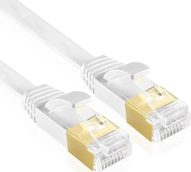 Alt view image 2 of 7 - 3.3FT/6.6FT/10FT/15FT/33FT/49.2FT  CAT7 10 Gigabit 600Mhz Flat Ethernet Shielded (SSTP) Cable Modem Router RG45 LAN Network Cord