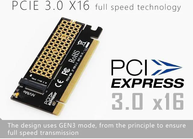 JEYI FULL SPEED MX16 M.2 NVMe SSD NGFF TO PCIE 3.0 X16 adapter M