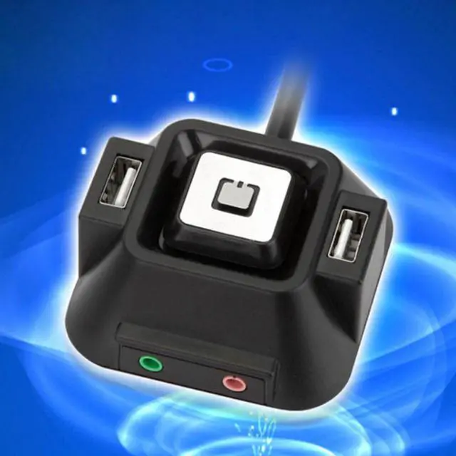 Main image of 1.2m Desktop Computer PC Case Power Supply on/off Reset Button Switch Block Extender Cable with Dual USB Port Dual Audio Plug