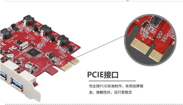 Alt view image 5 of 7 - PCIE PCI Express 1x to 4 ports USB 3.0 Expansion card Control Riser Card Adapter Red PCB board  up to 5Gbps