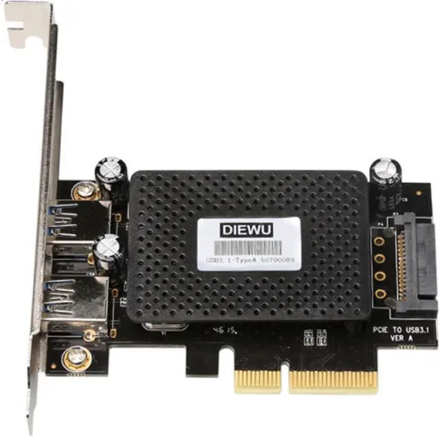 Alt view image 6 of 7 - PCI-E PCI express X4 to Dual USB3.1 Type A Expansion Card with 15 Pin SATA Power 10Gbps Adapter ASM1142 Chip add on card