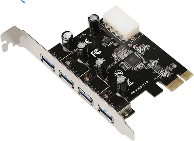 Alt view image 2 of 7 - PCI express to USB3.0 Riser card for VL805 PCIe X1 to 4 ports USB3.0 4 pin power add on card