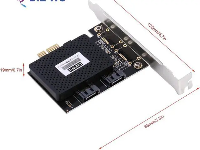 Alt view image 4 of 7 - PCIE to 3.0SATA Card 2Ports PCI Express PCIE to 2 Port SATA 3.0 Ports Expansion Controller riser Post card Adapter With Low Profile Bracket