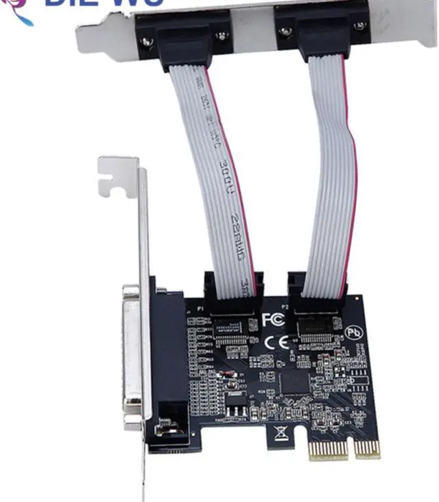 Alt view image 2 of 6 - PCI-E to 2 DB9 RS232 Serial Ports + 1 DB25 Printer  Parallel LPT Port Adapter Card for Desktops Computer Components