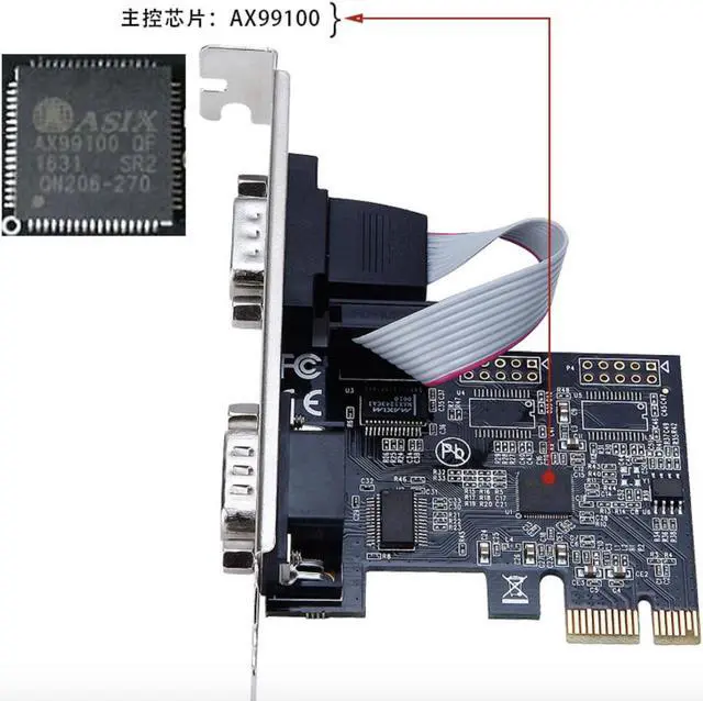Alt view image 3 of 6 - PCI-E PCI Express 1x to Dual Serial DB9 RS232 2 Ports Controller Adapter riser Card for ASIX AX99100