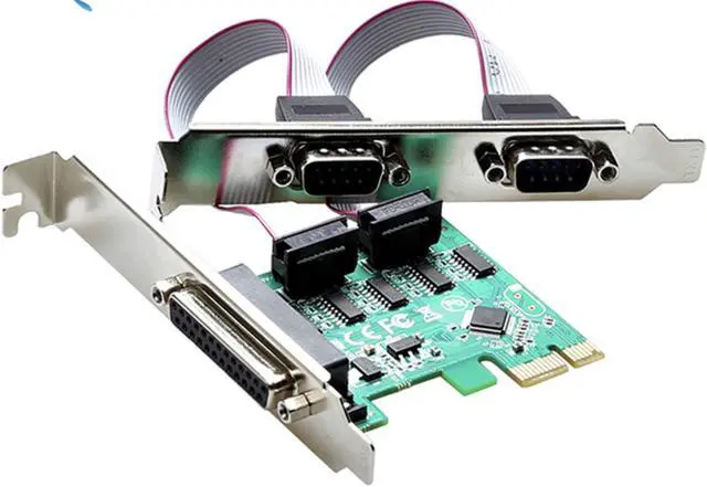 Main image of PCI Express PCIe to 2 RS232 RS-232 Serial Port COM & DB25 Printer Parallel Port Interface Riser Card