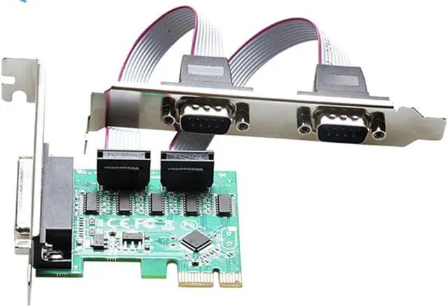 Alt view image 3 of 5 - PCI Express PCIe to 2 RS232 RS-232 Serial Port COM & DB25 Printer Parallel Port Interface Riser Card