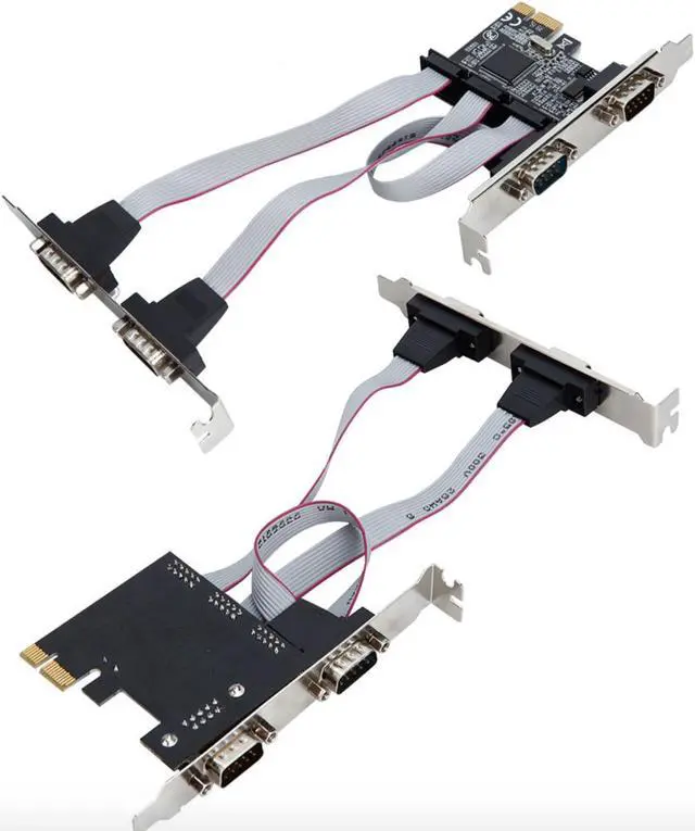 Alt view image 3 of 7 - PCI express 4 ports Serial PCI-e 1x card Multi RS232 DB9 COM port PCIe I/O riser expansion card