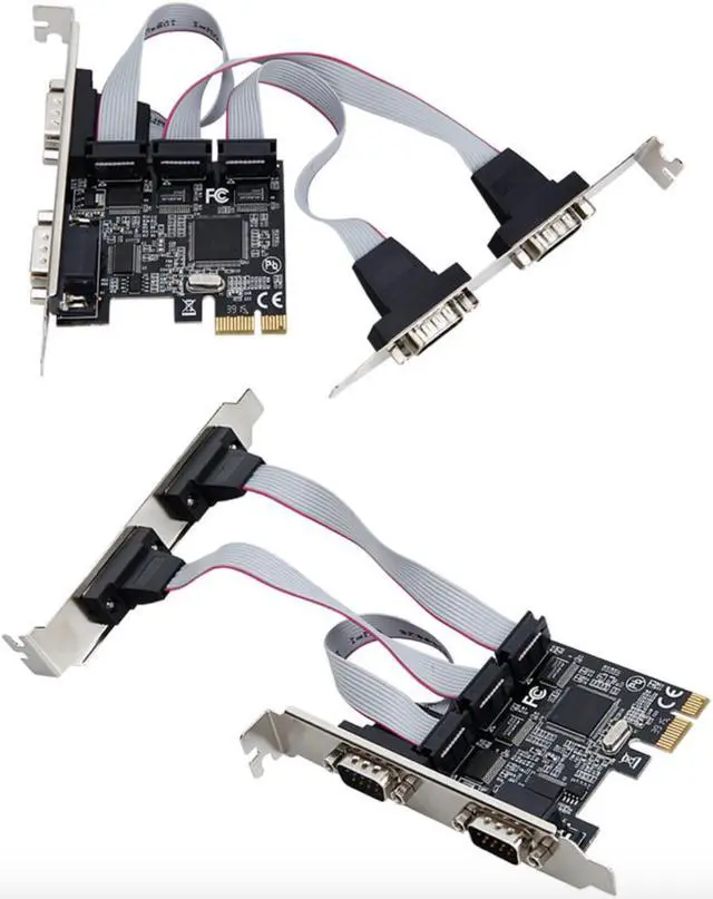 Alt view image 2 of 7 - PCI express 4 ports Serial PCI-e 1x card Multi RS232 DB9 COM port PCIe I/O riser expansion card
