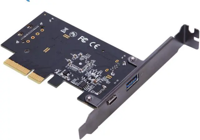 Alt view image 2 of 6 - PCI Express 4X to USB3.1 Type A and USB3.1 Type C Riser card adapter with SATA 15pin Power Connector