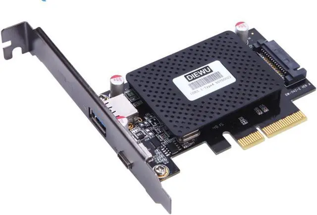 Alt view image 5 of 6 - PCI Express 4X to USB3.1 Type A and USB3.1 Type C Riser card adapter with SATA 15pin Power Connector