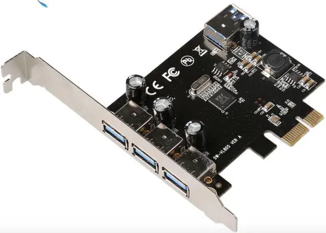 Alt view image 4 of 7 - 3+1 Ports USB3.0 Expansion card for VIA PCI Express X1 to 3 external +1 internal PCIe Riser card Up to 5Gbps