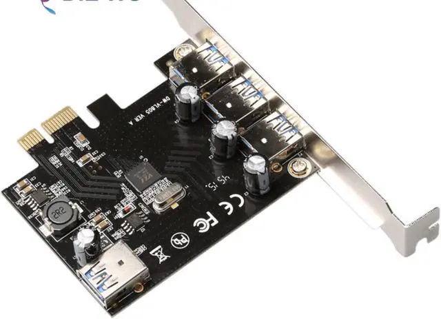 Alt view image 6 of 7 - 3+1 Ports USB3.0 Expansion card for VIA PCI Express X1 to 3 external +1 internal PCIe Riser card Up to 5Gbps