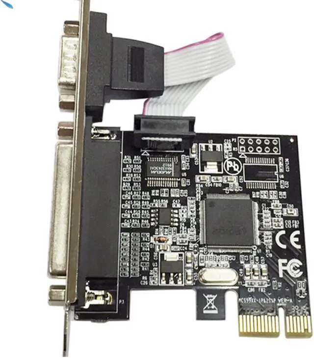 Alt view image 3 of 7 - PCI Express 1X to single Serial single Parallel Port Expansion Card I/O PCIe riser card support IrDA