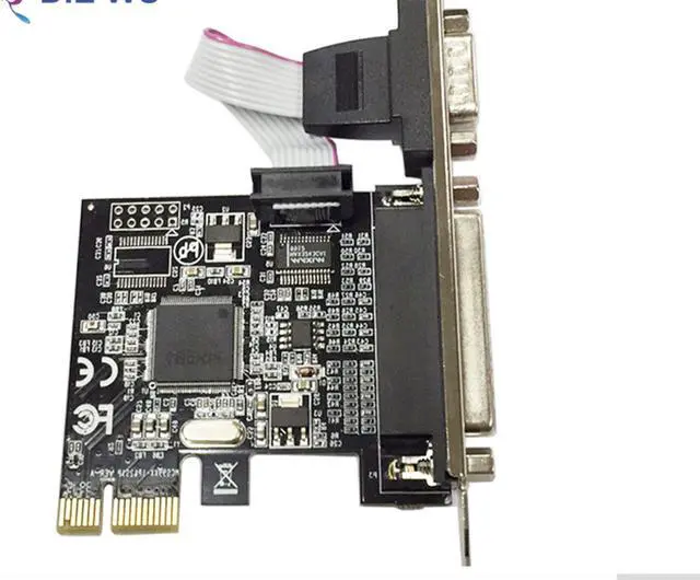 Alt view image 6 of 7 - PCI Express 1X to single Serial single Parallel Port Expansion Card I/O PCIe riser card support IrDA