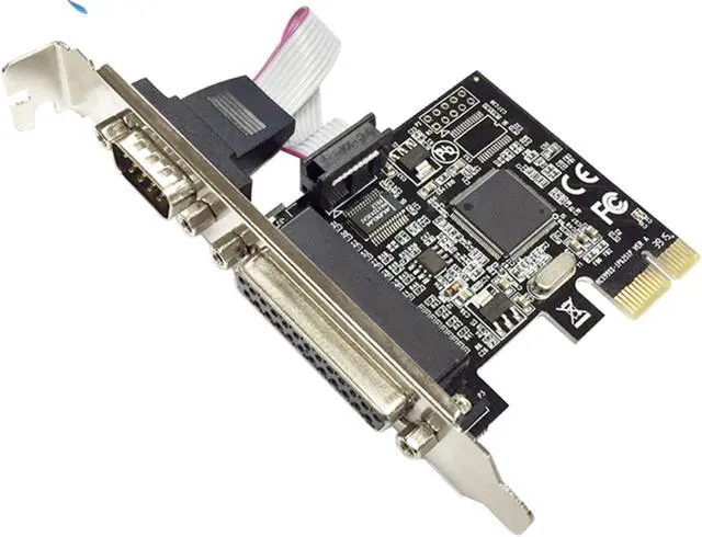 Alt view image 7 of 7 - PCI Express 1X to single Serial single Parallel Port Expansion Card I/O PCIe riser card support IrDA