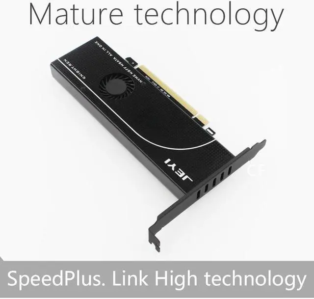 Alt view image 5 of 7 - JEYI KNIGHT PCIE 3.0 NVME Adapter x16 PCI-E Full Speed M.2 2280 aluminum sheet Thermal conductivity silicon wafer fan cooling SSD with dual voltage