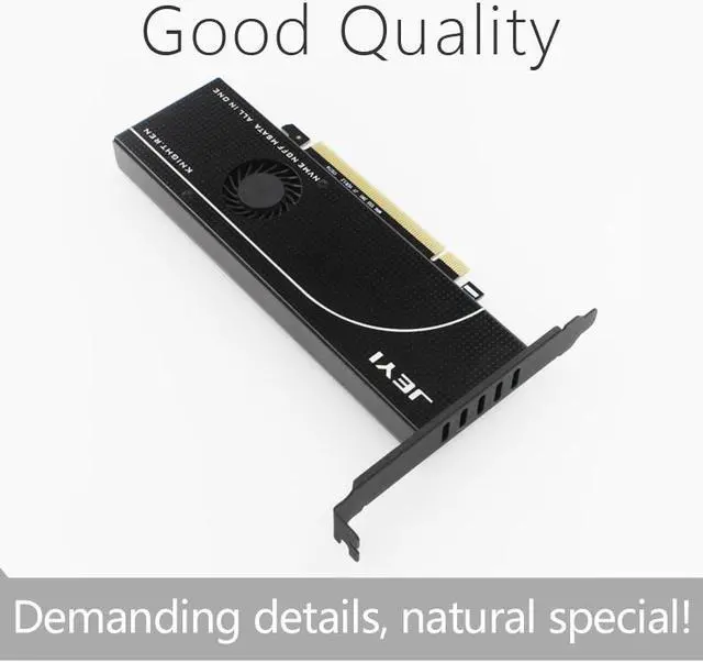 Alt view image 7 of 7 - JEYI KNIGHT PCIE 3.0 NVME Adapter x16 PCI-E Full Speed M.2 2280 aluminum sheet Thermal conductivity silicon wafer fan cooling SSD with dual voltage