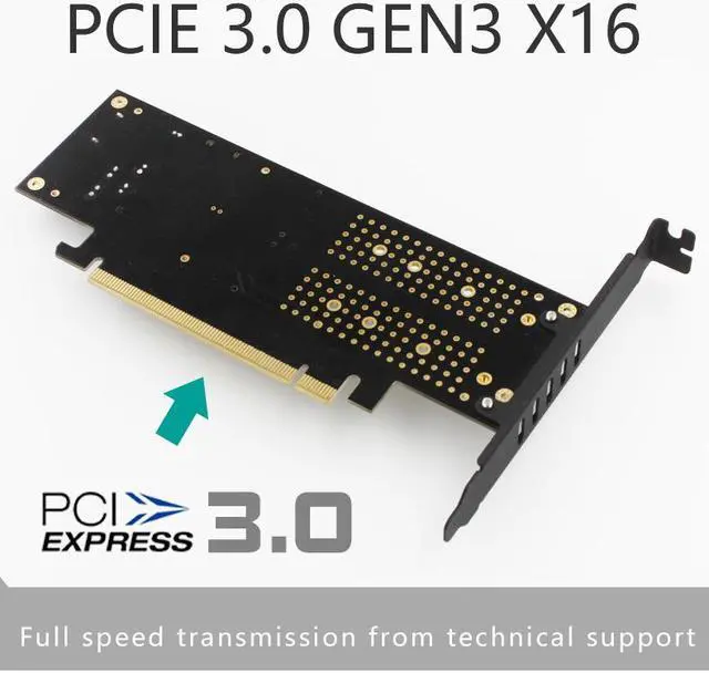 Alt view image 5 of 7 - JEYI KNIGHT Power-Fail Protection PCIE3.0 NVME Adapter x16 Full Speed M.2 add on card Heat sink wafer fan cooling SSD U.2 SSD three-disc expansion card