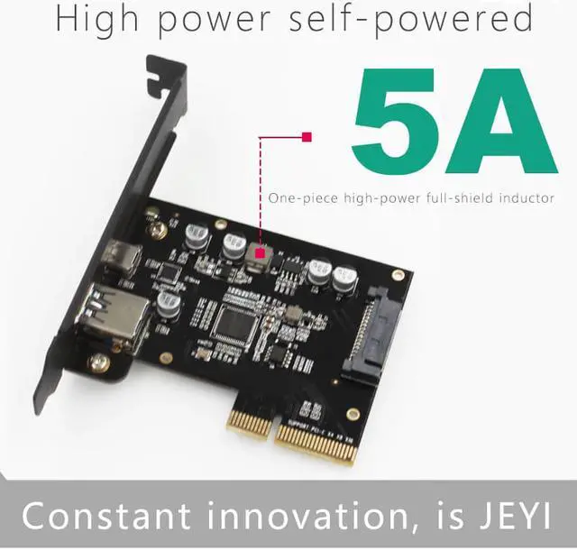 Alt view image 2 of 7 - JEYI SEAVAST-8 usb 3.1 C+A Two port pice expansion card start USB3.1 add on card PCIE x2 TYPE C version 3.1 adapter card to ASM1142 ASMEDIA PCIE USB3.1 GEN2 support pic-e X2 X4 X8 X16
