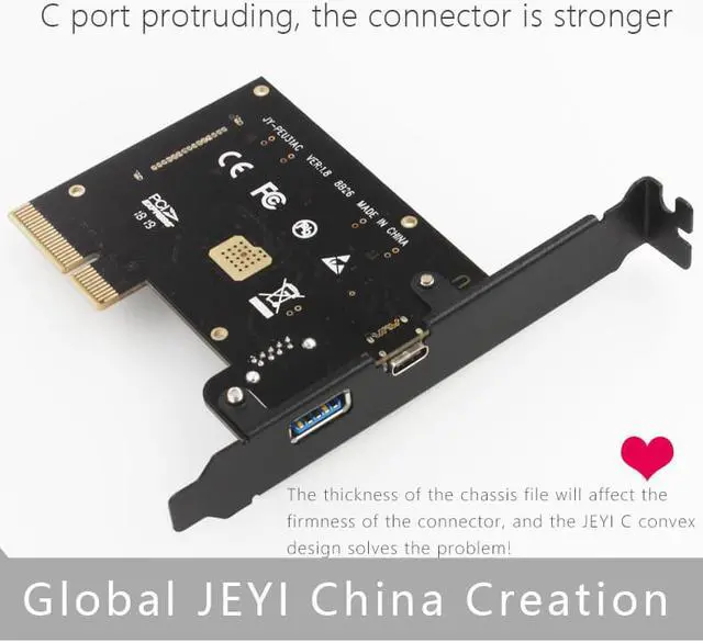 Alt view image 6 of 7 - JEYI SEAVAST-8 usb 3.1 C+A Two port pice expansion card start USB3.1 add on card PCIE x2 TYPE C version 3.1 adapter card to ASM1142 ASMEDIA PCIE USB3.1 GEN2 support pic-e X2 X4 X8 X16