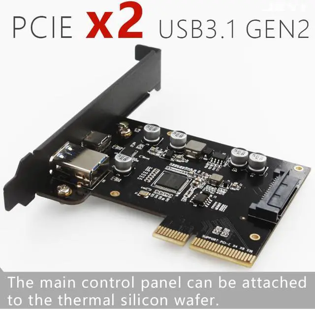 Alt view image 7 of 7 - JEYI SEAVAST-8 usb 3.1 C+A Two port pice expansion card start USB3.1 add on card PCIE x2 TYPE C version 3.1 adapter card to ASM1142 ASMEDIA PCIE USB3.1 GEN2 support pic-e X2 X4 X8 X16