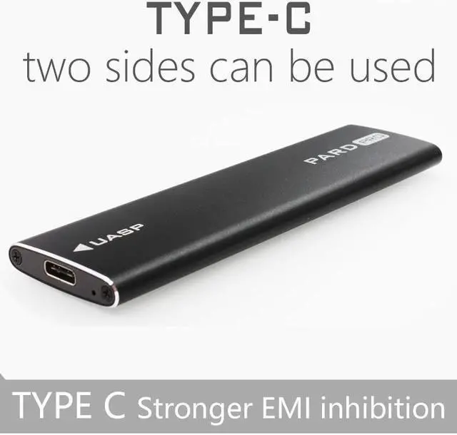 Alt view image 2 of 6 - PARD PRO TYPE-C USB3.1 USB3.0 m.2 NGFF B-Key SSD Mobile Drive VIA VLI716 Support TRIM SATA3 6Gbps UASP Aluminum SSD HDD Enclosure