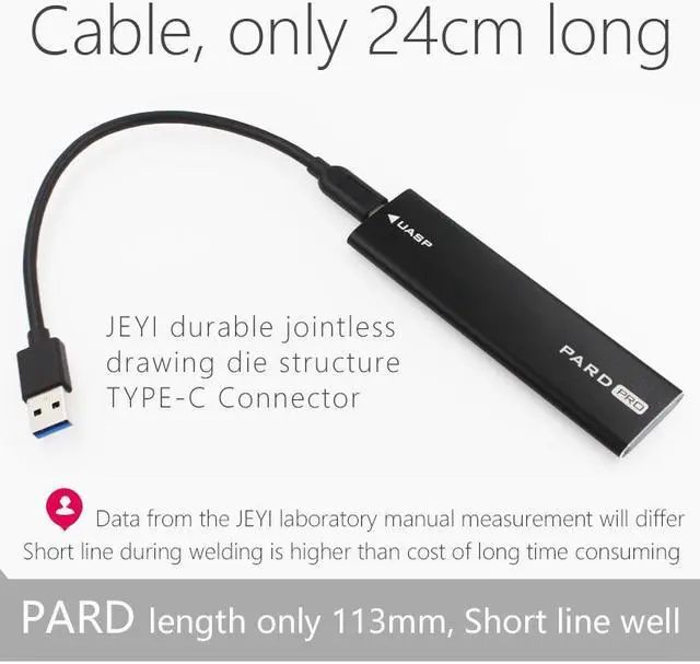 Alt view image 3 of 6 - PARD PRO TYPE-C USB3.1 USB3.0 m.2 NGFF B-Key SSD Mobile Drive VIA VLI716 Support TRIM SATA3 6Gbps UASP Aluminum SSD HDD Enclosure