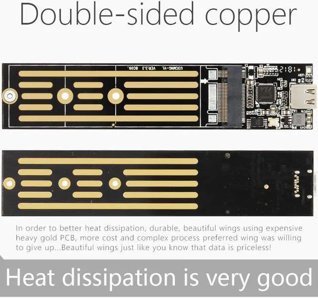 Alt view image 4 of 6 - PARD PRO TYPE-C USB3.1 USB3.0 m.2 NGFF B-Key SSD Mobile Drive VIA VLI716 Support TRIM SATA3 6Gbps UASP Aluminum SSD HDD Enclosure