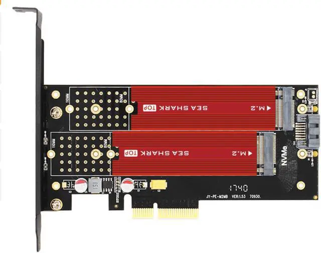 Main image of SK7 Plus M.2 NVMe SSD NGFF TO PCIE3.0 X4 4X adapter M Key B KEY Dual interface card PCI-E3.0 Dual voltage 12V+3.3V SATA U.2+ SeaShark Heat sink heatsink