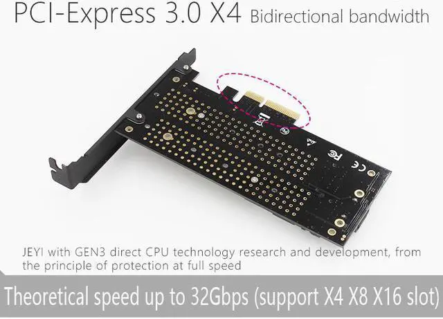 Alt view image 5 of 7 - SK7 Plus M.2 NVMe SSD NGFF TO PCIE3.0 X4 4X adapter M Key B KEY Dual interface card PCI-E3.0 Dual voltage 12V+3.3V SATA U.2+ SeaShark Heat sink heatsink