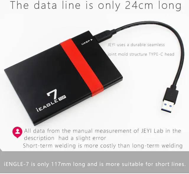 Alt view image 3 of 7 - iEAGLE7 2.5 Mobile HDD SSD BOX USB3.0 Port Support TRIM NCQ ASM1153E Chip ALL Aluminium Fast SATA3 Speed ONLY 7mm Harddisk up to 5T