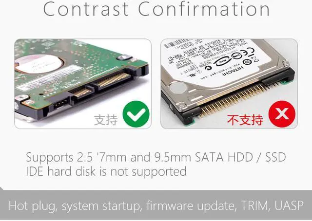 Alt view image 4 of 5 - Q5w 2.5 Mobile HDD SSD BOX USB3.0 TRIM ALL Aluminium SATA3 Speed 9.5mm or 7mm Harddisk Built-in write protection switch up to 3T