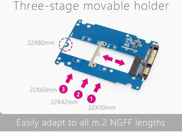 Alt view image 4 of 7 - SN7 NGFF TO SATA SSD BOX SATAIII 2.5' SSD 2230 2242 2260 2280mm 67 pin NGFF TO 22Pin SATA 80mm ngff TO SATA M.2 ngff To SATA3 SSD