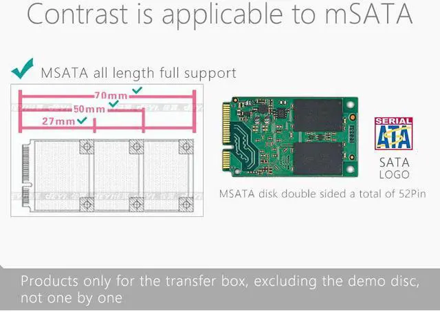 Alt view image 7 of 7 - SM7 mSATA TO SATA SSD BOX SATAIII 2.5' SSD Box 30x27/50/70mm 52 pin mSATA TO 22Pin SATA 50mm and SATA 52Pin and SATA3 SSD Caddy