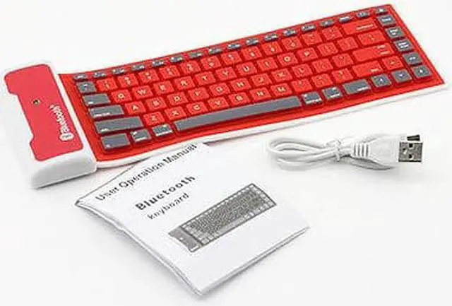 Alt view image 2 of 4 - New Wireless Waterproof Roll Silicone Bluetooth Keyboard for iPad mini iPad 4/3/2/1 Red