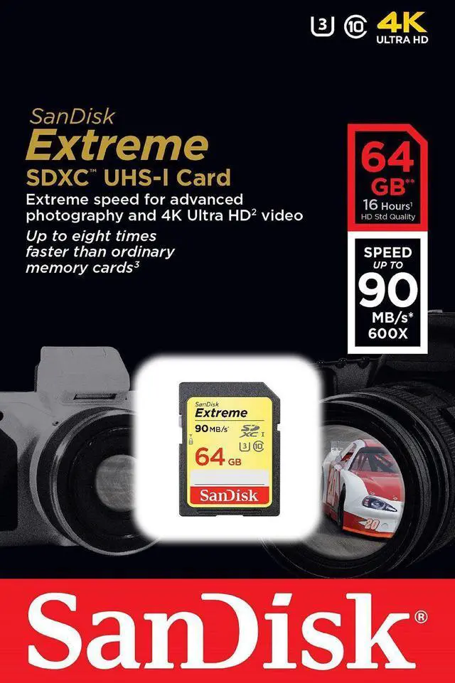 Alt view image 2 of 2 - SanDisk 64GB SD extreme U3 4K 600X 90mb/s 16G SDHC UHS-I - Pack of 5