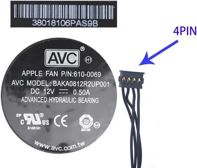 Alt view image 4 of 4 - 4 PIN New Laptop CPU Cooling Fan for Apple 610-0158 BUB0712HC-HM01