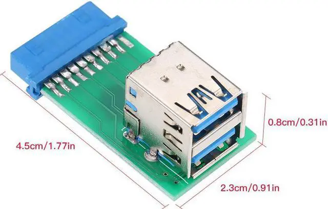 Alt view image 4 of 5 - Dual USB 3.0 Type-A Female to Motherboard Adapter Card 20Pin/19Pin Header