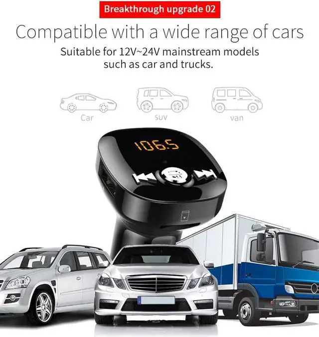 Alt view image 4 of 6 - New Bluetooth Car Charger BC40 FM Modulator Wireless Bluetooth Handsfree Car Kit 3.1A Dual USB Car Charger Accessories
